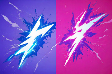 Fototapeta na wymiar Electric Lightning blue and pink Concept For Battle