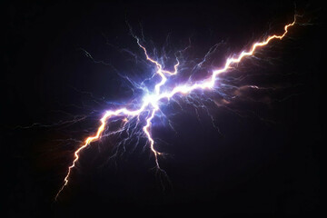 Blazing lightning strike in darkness Electric energy flash light effect