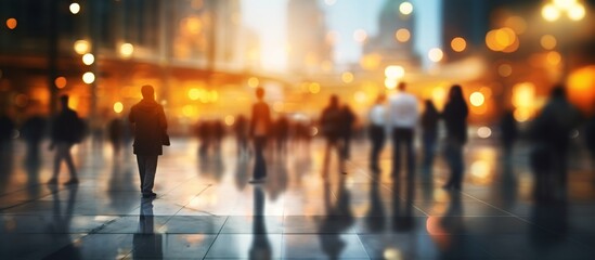 Obraz premium Crowds of people in the city of blurred (easy to use for banners)