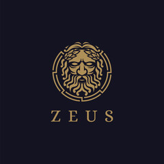 Zeus God logo icon illustration vector on dark background, Lopiter logo, jupiter logo