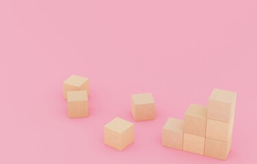 Obraz premium 背景素材_積み木_ピンク