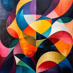 Fototapeta premium Abstract geometric shapes, bold colors creating a mesmerizing pattern