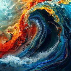 Digital art wave, fluid colors blending in 4K resolution