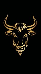 cow 12 (Zodiac) The golden line image of the Rat on a black background can create a feeling of luxury and elegance. The simplicity of the design may make it memorable and easily remembered.