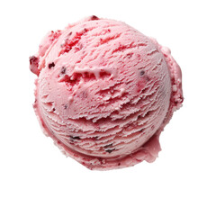 A scoop of frosty ice cream set against a transparent background