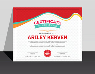 Art Deco Certificate, Diploma of completion, Colorful Certificate Creative Professional and Modern Looks With Dynamic Shape, Border Pattern and background money Pattern.