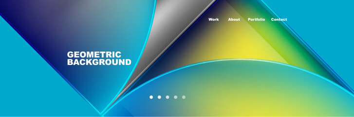 A colorful geometric background resembling the sky with a rainbow of colors like azure, electric blue, and clouds. It creates a vibrant atmosphere reminiscent of a meteorological phenomenon