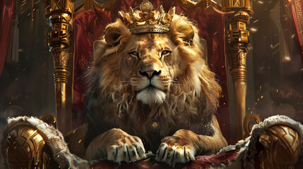 The King The Lion King Artistic Realistic Style Aspect 16:9 - obrazy, fototapety, plakaty