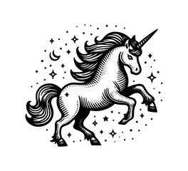 unicorn hand drawn vector illustration