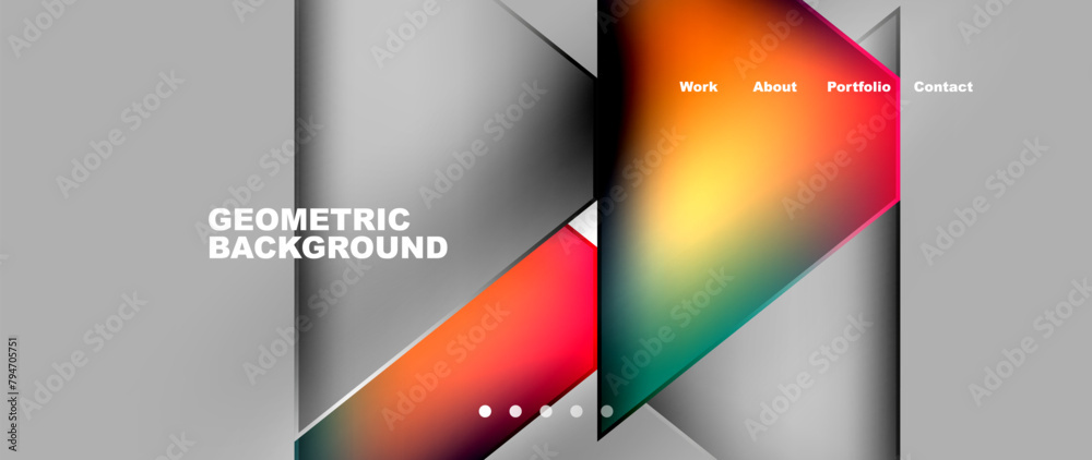 Aufkleber A geometric pattern featuring colorful triangles on a gray background. The design is reminiscent of a modern art display device, with tints and shades adding dimension and depth