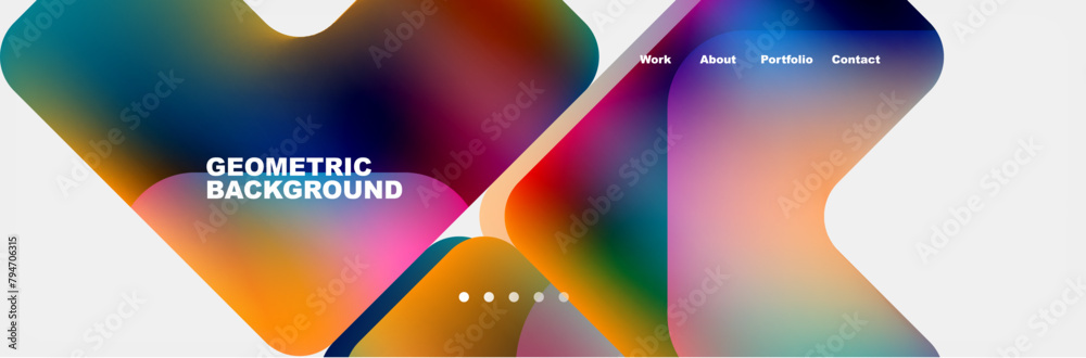 Poster Vibrant geometric patterns in magenta, electric blue, and other tints and shades create a colorful backdrop reminiscent of the sky. Graphics and patterns form a mesmerizing art piece