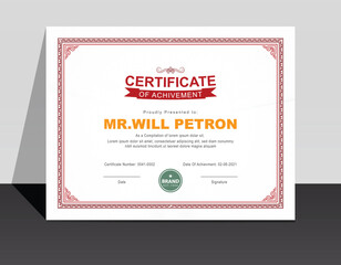 Corporate Certificate Appreciation & Achievement Modern and Creative Vector Template With Frame, Border, light Guilloche pattern (watermark)