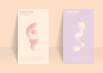 set of colorful wave fluid poster design