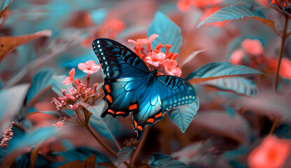 Blue butterfly in the garden.
