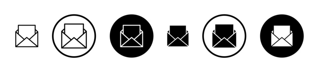 Open envelope vector icon set. open email letter web line icon. open mail sign suitable for apps and websites UI designs.