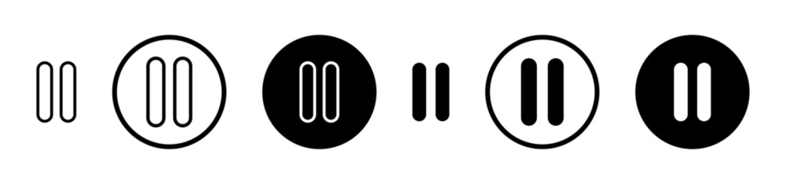 Pause vector icon set. stop video or music audio button line icon suitable for apps and websites UI designs.