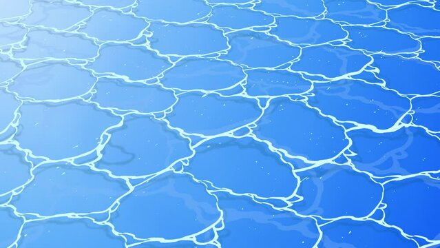 2D Manga Water Background Loop: A 2D cartoon background water animation with gentle rippling motion in an anime style in a seamless loop.