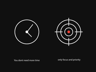 Simple Motivation graphic on dark background. The time and the target