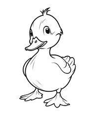 Cartoon animal duck for coloring page ai generated