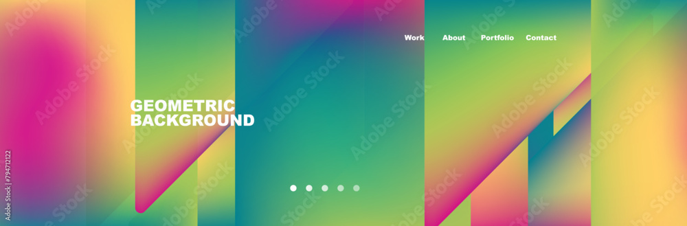 Aufkleber this geometric background features a rainbow of colors including azure, magenta, and electric blue. 