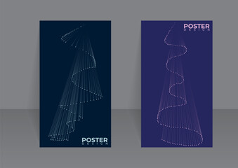 set of abstract line wave poster design