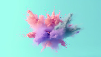 Amazing Bright colorful explosion of powder. Freeze motion of color powder exploding. fun and minimal concept for Holi festival India  or colorful explosion smoke  high speed  photography