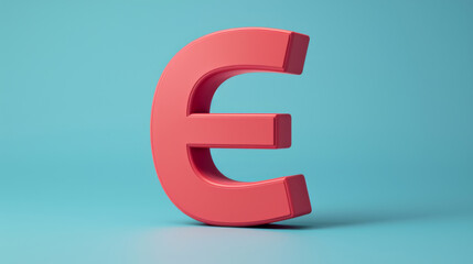 A coral-colored 3D letter C stands boldly on a smooth cyan background, creating a striking contrast.