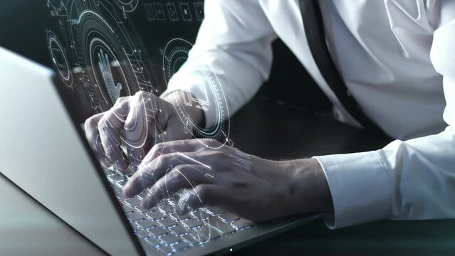 Setting up data protection systems on a laptop.