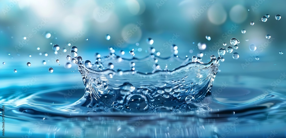 Poster generative ai : a few water droplets radiating outwards in a spray pattern