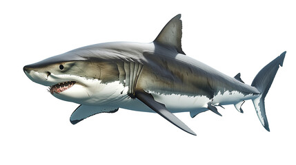 Shark deep water predator isolated on a white background, aquatic animal