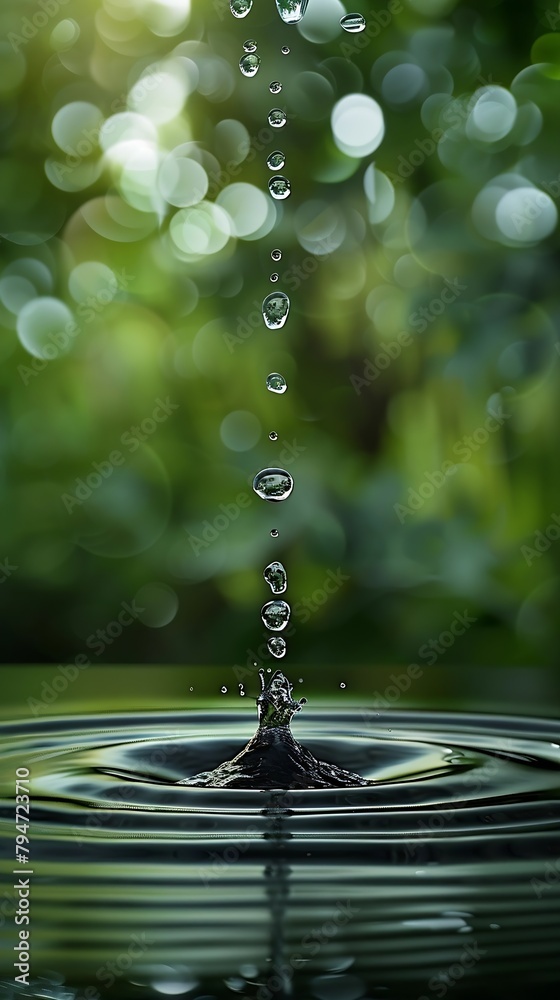 Aufkleber generative ai : water drop on puddle, harmonious black and green background