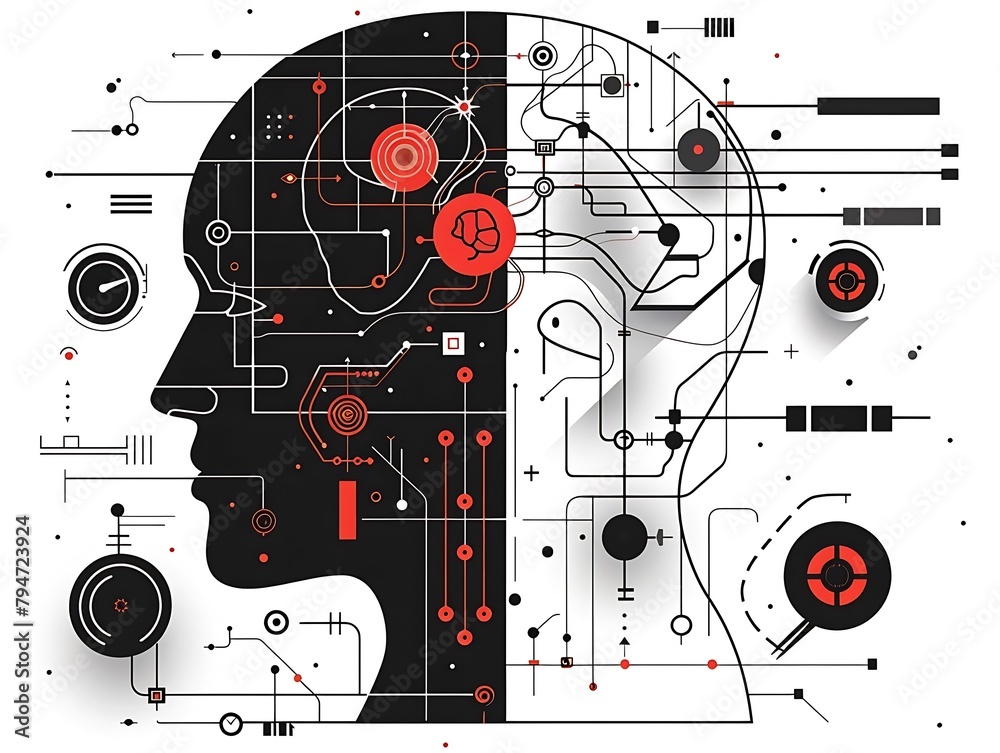 Poster Generative AI : implistic website on technical capabilities, brain,