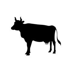 Cow silhouette icon vector. Farm cow, glyph, solid icon. Livestock concept. Cattle sign on white background. Cow meat solid sign. Beef illustration. Dairy badge. Milk symbol. Butcher logo. Farming