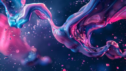 3d render of colorful abstract fluid shapes on dark background - obrazy, fototapety, plakaty
