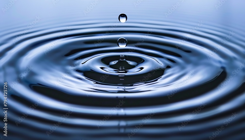 Fototapete generative ai : a falling drop of water creates concentric circles on the surface