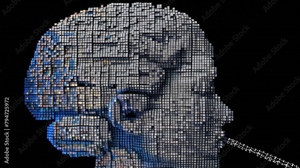 Aufkleber Generative AI : human brain made of programming code artefacts