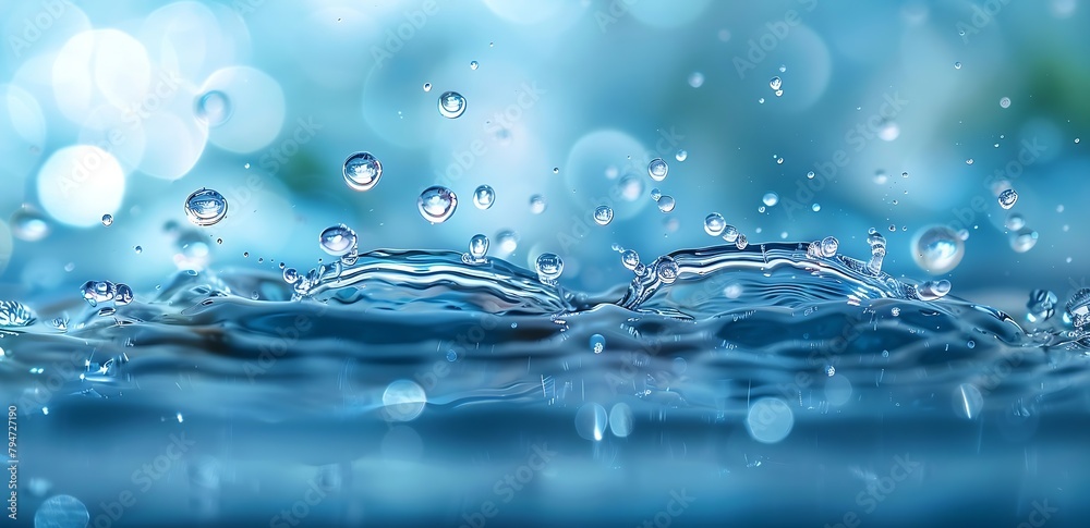 Poster generative ai : a few water droplets radiating outwards in a spray pattern