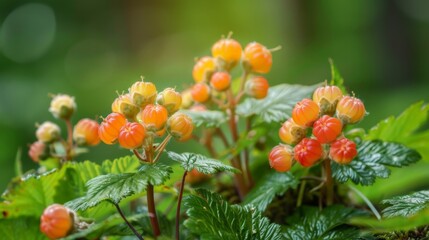 Fototapeta premium Small orange fruits on plant