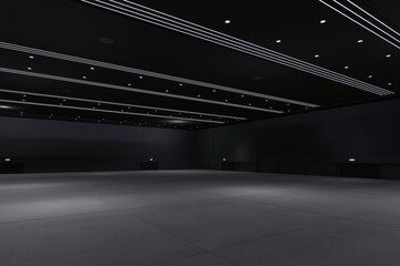 Empty hall exhibition centre.The backdrop for exhibition stands, booth,market,trade show.Conversation for activity,meeting.Arena for entertainment,event,sports.Indoor  for Factory,showroom.3d render.