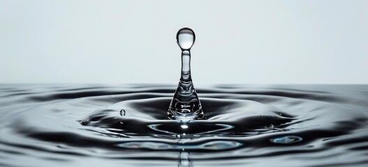 Generative AI : a drop of water, perfect shape,white back ground,