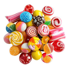 Fototapeta na wymiar Colorful sweet candies isolated on transparent background