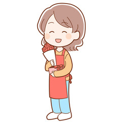 母の日の花束とプレゼントを貰うお母さん