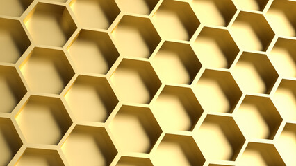 The hexagon or beehive pattern for Background concept 3d rendering.