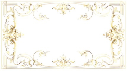 Calligraphic rectangle frame, simple frame ornament, decorative design element in retro style, certificate or invitation template on white. Generative Ai