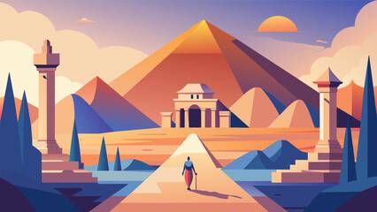 A solo journey through the temples and monuments of ancient civilizations in Egypt where you are transported to a different time and gain a - obrazy, fototapety, plakaty