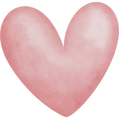 Pink heart watercolor clipart, Valentine's day decoration clipart, PNG file no background
