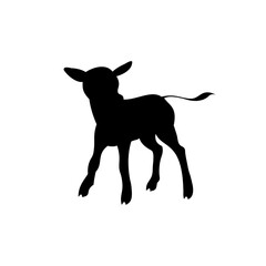Calf silhouette, icon, vector. Farm calf, glyph, solid icon. Livestock concept. Calf sign on white. Calf meat, solid sign. Beef illustration. Dairy badge. Milk symbol. Butcher logo. Farming