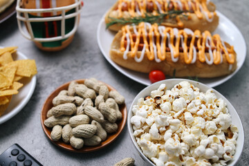 Various of Food to Watching Superbowl Match with Family at Home 