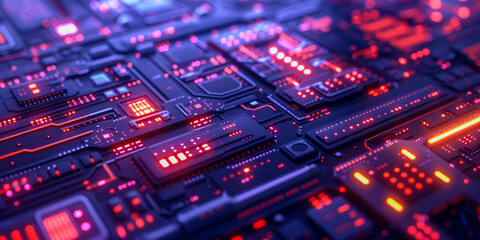 High-Tech Electronics, Closeup of a Circuit Boards Complex Engineering - obrazy, fototapety, plakaty