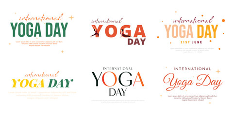 International yoga day 21st june premium, fonts, text, letter, design set vector file - obrazy, fototapety, plakaty